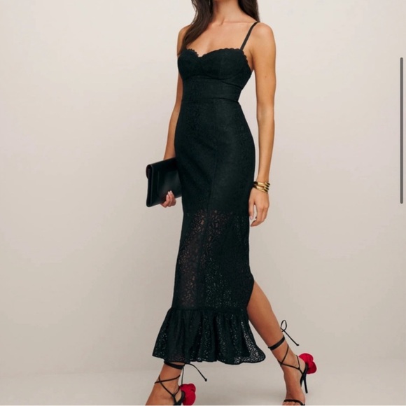 Reformation Canice Dress Black Lace size 10 - Picture 9 of 11